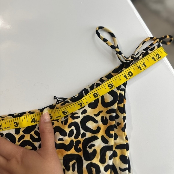 NWT Bond-Eye Golden Leopard Print Cheeky Tie Side Bikini Bottom Sz M - Picture 7 of 9